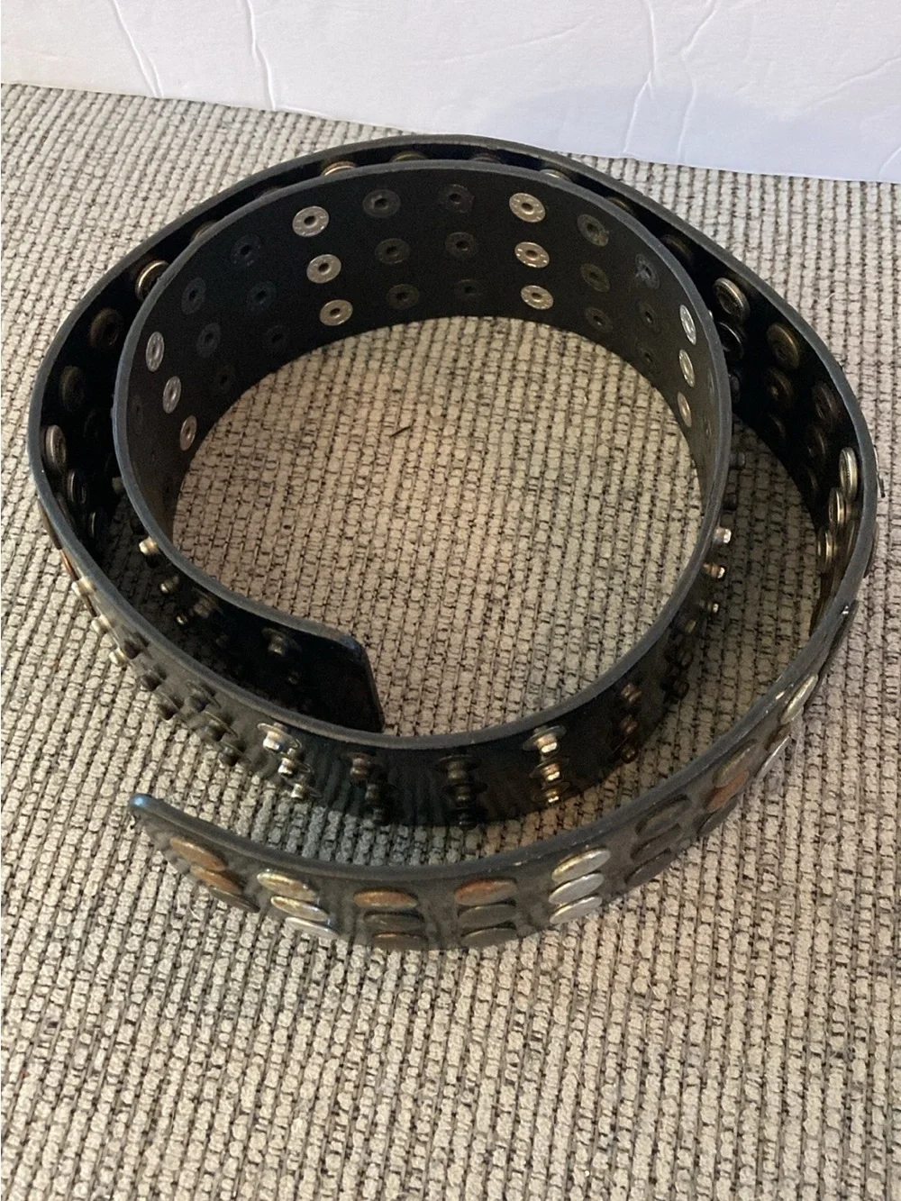 Vintage black belt with silver and rusted Studs streetwear grunge vibe
